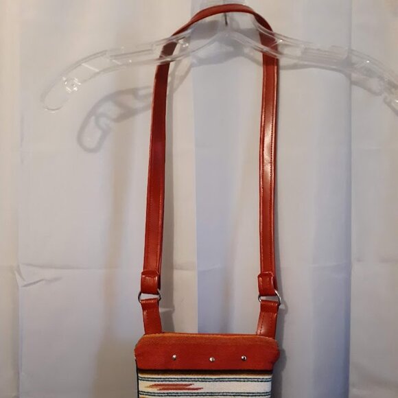 New Southwestern Sarape Stripe Tapestry Cowgirl Purse Red green gold Sling bag - Picture 7 of 11